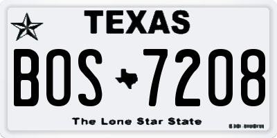 TX license plate BOS7208