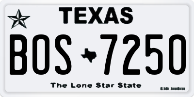 TX license plate BOS7250