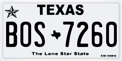 TX license plate BOS7260