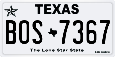 TX license plate BOS7367