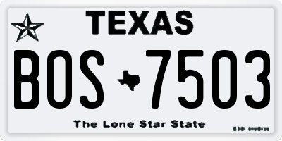 TX license plate BOS7503