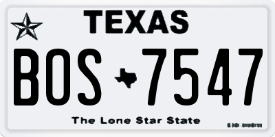 TX license plate BOS7547