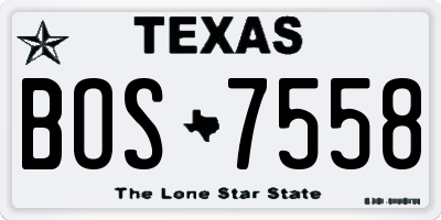 TX license plate BOS7558