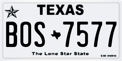 TX license plate BOS7577