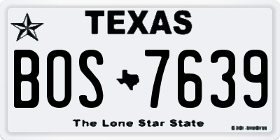 TX license plate BOS7639
