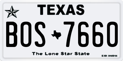 TX license plate BOS7660