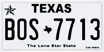 TX license plate BOS7713