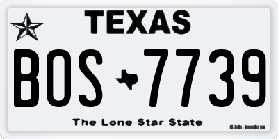 TX license plate BOS7739