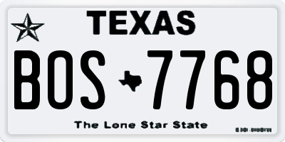 TX license plate BOS7768