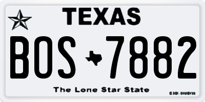 TX license plate BOS7882