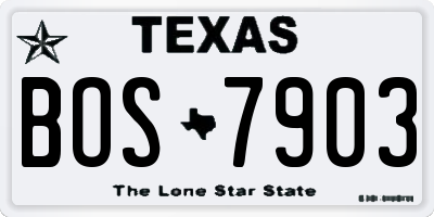TX license plate BOS7903