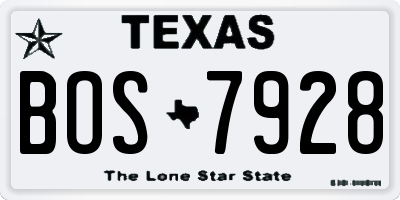 TX license plate BOS7928