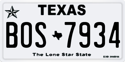 TX license plate BOS7934