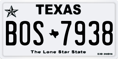 TX license plate BOS7938