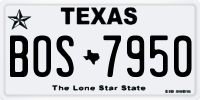 TX license plate BOS7950