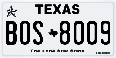 TX license plate BOS8009