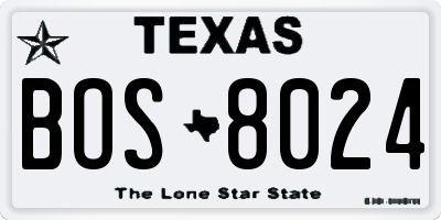 TX license plate BOS8024