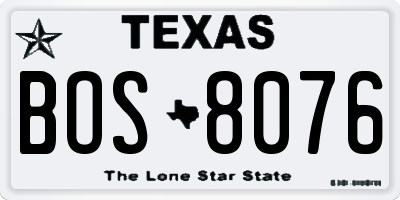 TX license plate BOS8076