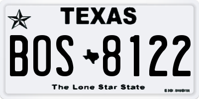 TX license plate BOS8122
