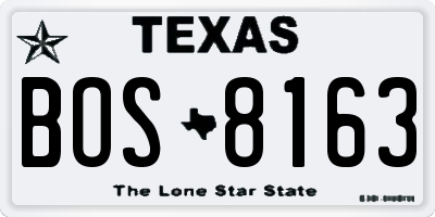 TX license plate BOS8163