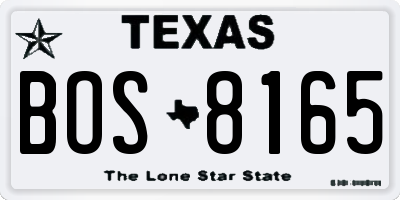 TX license plate BOS8165