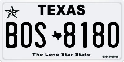 TX license plate BOS8180