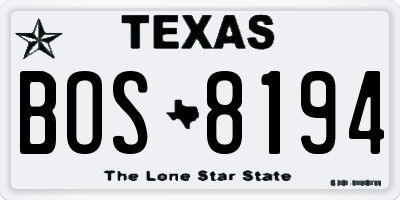 TX license plate BOS8194