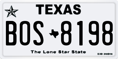TX license plate BOS8198
