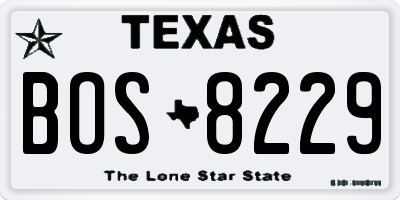 TX license plate BOS8229