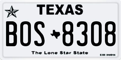 TX license plate BOS8308