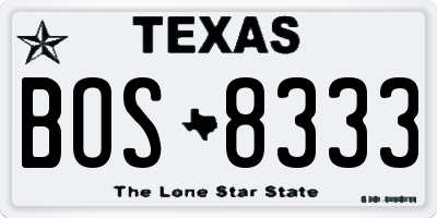 TX license plate BOS8333