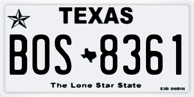 TX license plate BOS8361