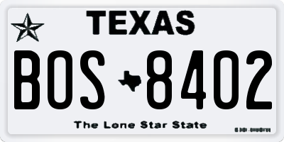 TX license plate BOS8402