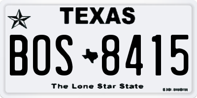 TX license plate BOS8415