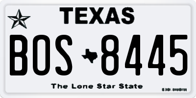 TX license plate BOS8445