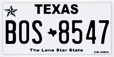 TX license plate BOS8547