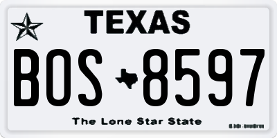 TX license plate BOS8597