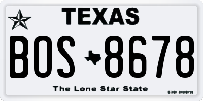 TX license plate BOS8678