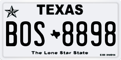 TX license plate BOS8898