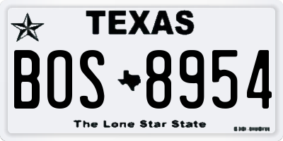 TX license plate BOS8954