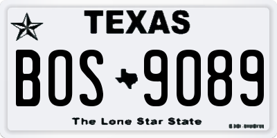 TX license plate BOS9089
