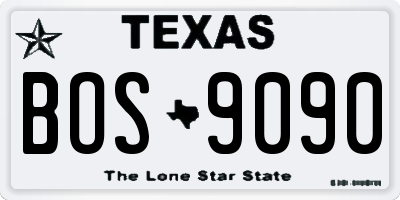 TX license plate BOS9090