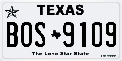 TX license plate BOS9109