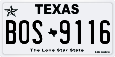 TX license plate BOS9116