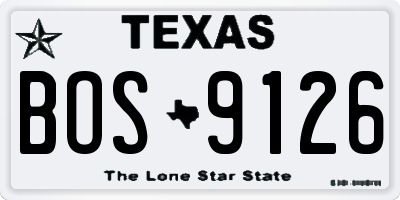 TX license plate BOS9126