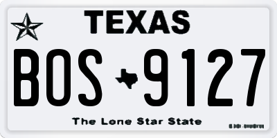 TX license plate BOS9127