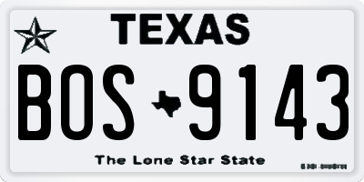 TX license plate BOS9143
