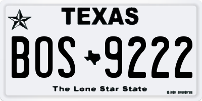 TX license plate BOS9222
