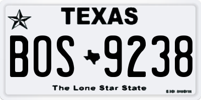TX license plate BOS9238