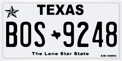TX license plate BOS9248
